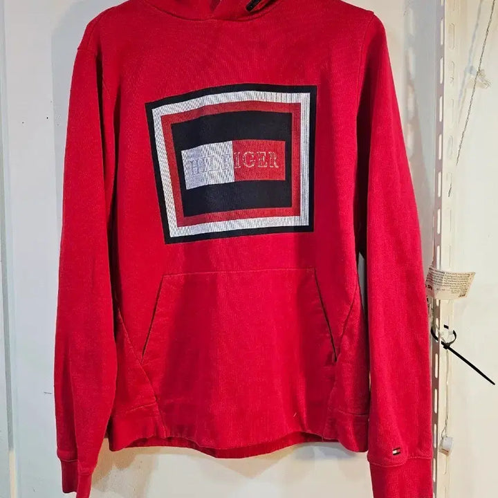 [BUNJANG] Tommy Hilfiger Red Box Logo Hoodie / <만원빈티지>타미힐피거 레드 박스 로고 후드티