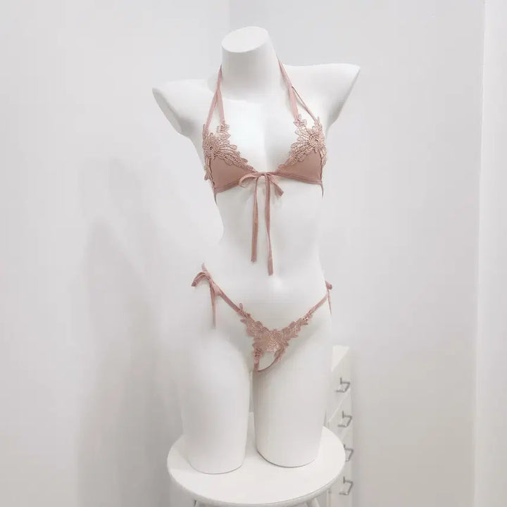 [BUNJANG] Nudy Pink Bra and Panty Set / [바로배송]섹시 브라 티팬티 세트 란제리 누디핑크