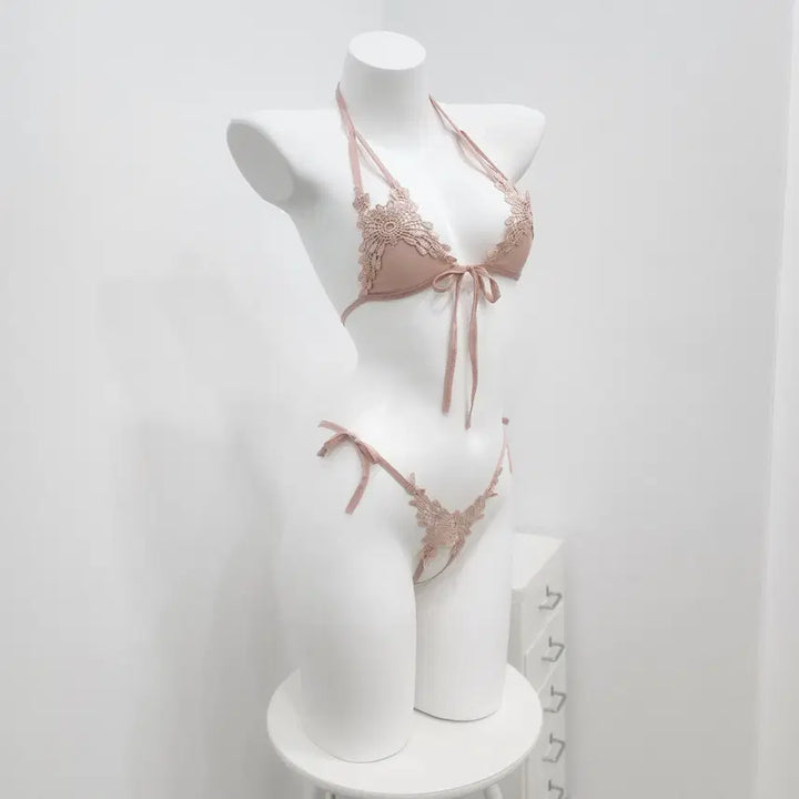 [BUNJANG] Nudy Pink Bra and Panty Set / [바로배송]섹시 브라 티팬티 세트 란제리 누디핑크