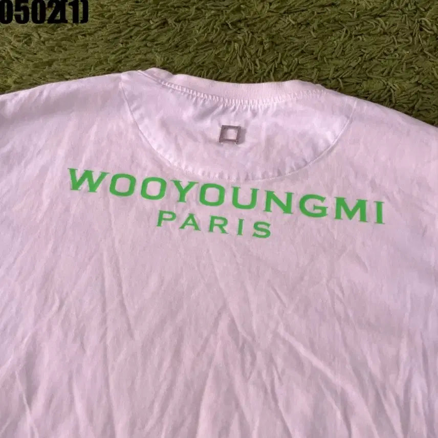 [BUNJANG] Wooyoungmi White Logo Printing Short Sleeve T-Shirt / 우영미 화이트 로고 프린팅 반팔 티셔츠 105