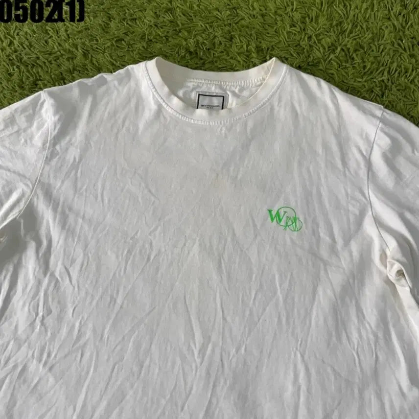 [BUNJANG] Wooyoungmi White Logo Printing Short Sleeve T-Shirt / 우영미 화이트 로고 프린팅 반팔 티셔츠 105
