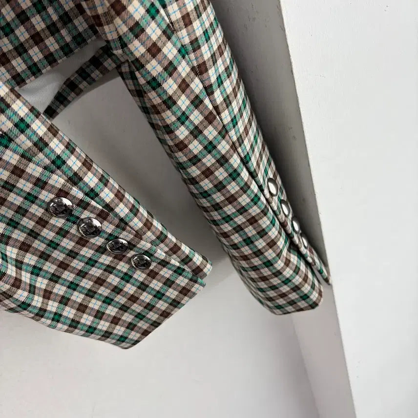 [BUNJANG] Theilma Cropped Check Jacket / 더일마 크롭 체크자켓
