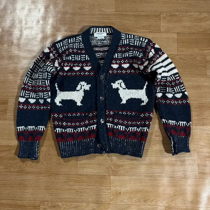 [BUNJANG] Thom Browne Hector Dog Intarsia Knit Cardigan / [95] 톰브라운 독 인타르시아 니트 가디건