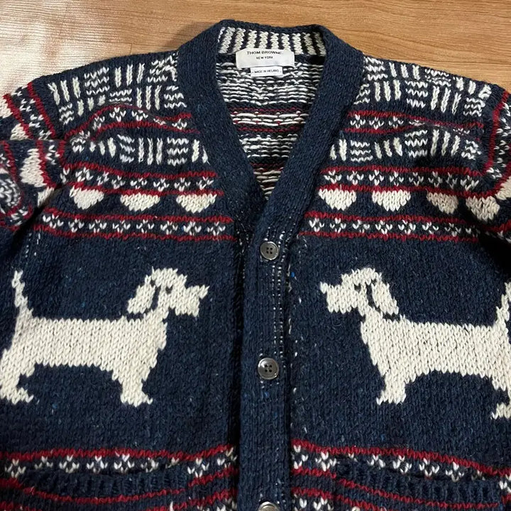 [BUNJANG] Thom Browne Hector Dog Intarsia Knit Cardigan / [95] 톰브라운 독 인타르시아 니트 가디건