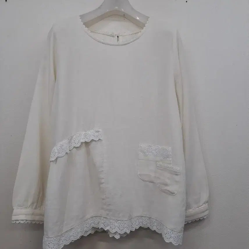 [BUNJANG] Linen Shirt - Ivory, Plus Size / 린넨셔츠/큰77