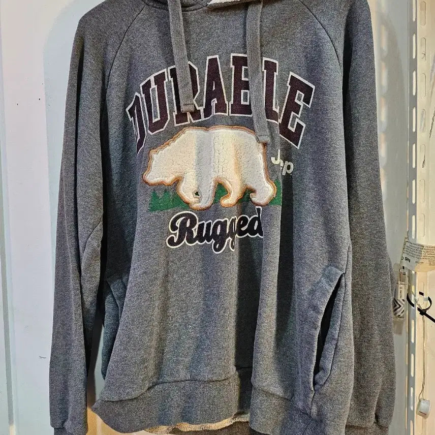 [BUNJANG] Jeep Gray Bear Fleece Hoodie L / <만원빈티지>Jeep회색 곰돌이 기모 후드티