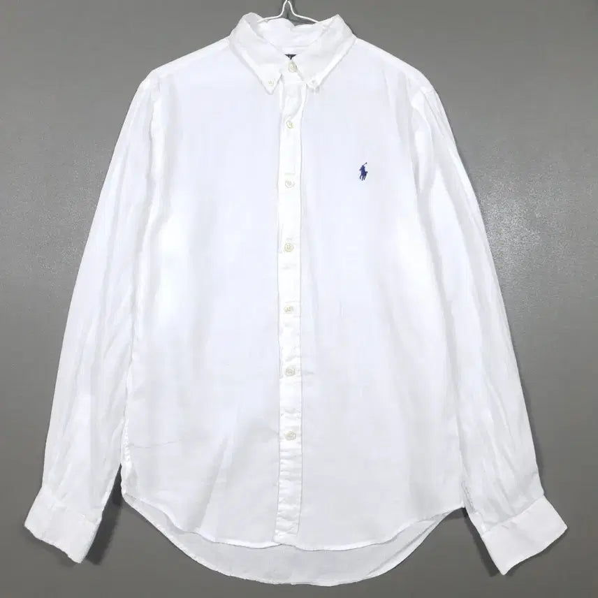 [BUNJANG] Polo Ralph Lauren New Pony Linen Button-Down Shirt White Slim Fit / M) 폴로 랄프로렌 신형 포니 린넨 버튼다운 셔츠 남방 화이트 슬림핏