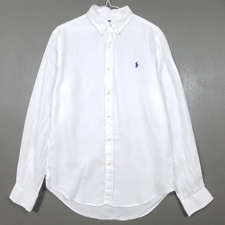 [BUNJANG] Polo Ralph Lauren New Pony Linen Button-Down Shirt White Slim Fit / M) 폴로 랄프로렌 신형 포니 린넨 버튼다운 셔츠 남방 화이트 슬림핏