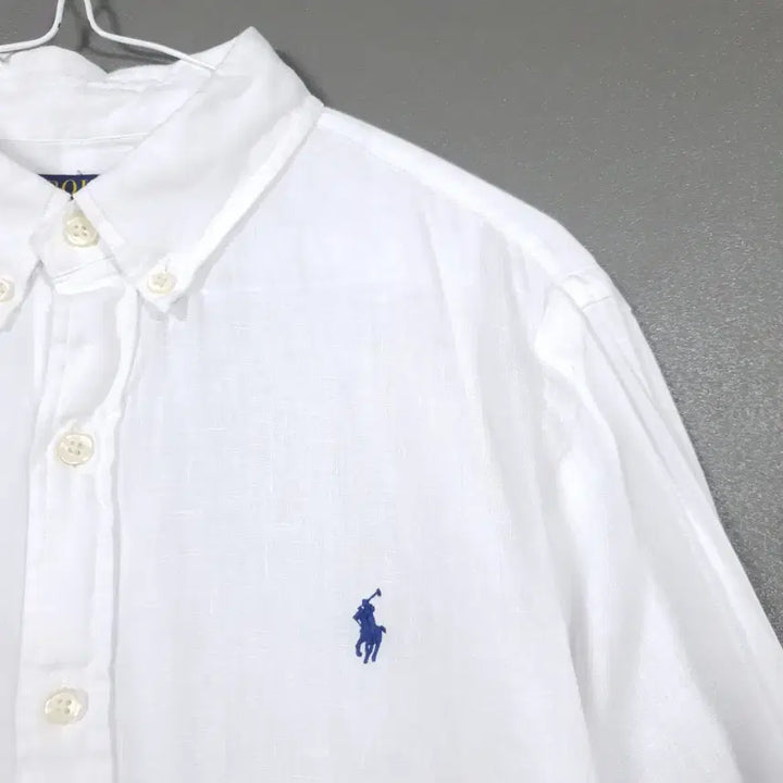 [BUNJANG] Polo Ralph Lauren New Pony Linen Button-Down Shirt White Slim Fit / M) 폴로 랄프로렌 신형 포니 린넨 버튼다운 셔츠 남방 화이트 슬림핏