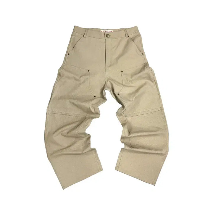 [BUNJANG] Aoiro Cutted Double Knee Pants - Tan v2 / [2] 아오이로 커티드 더블니 팬츠 v2