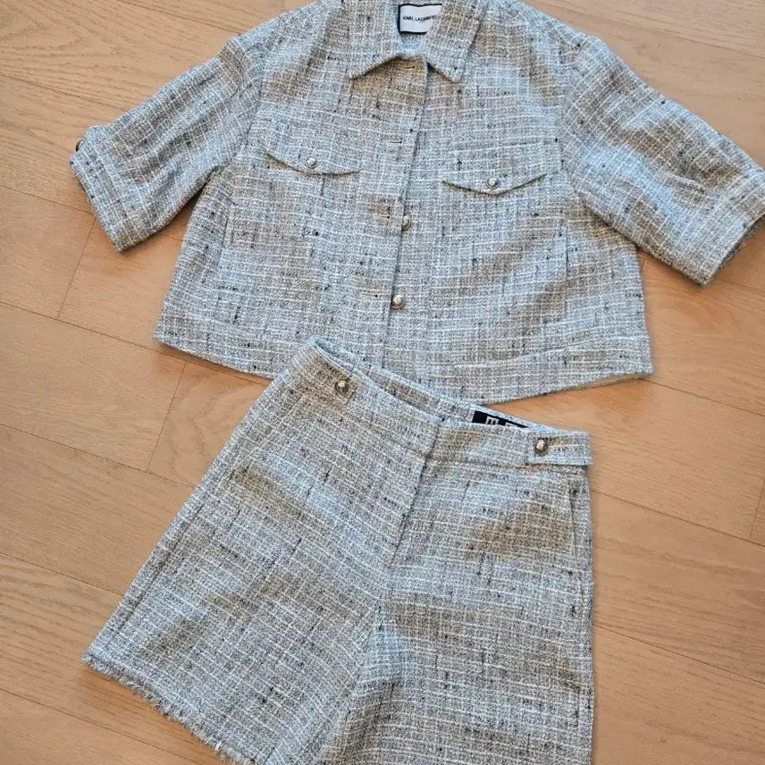 [BUNJANG] Karl Lagerfeld Tweed Jacket and Shorts Set / 칼라거펠트 트위드 자켓+반바지 셋업