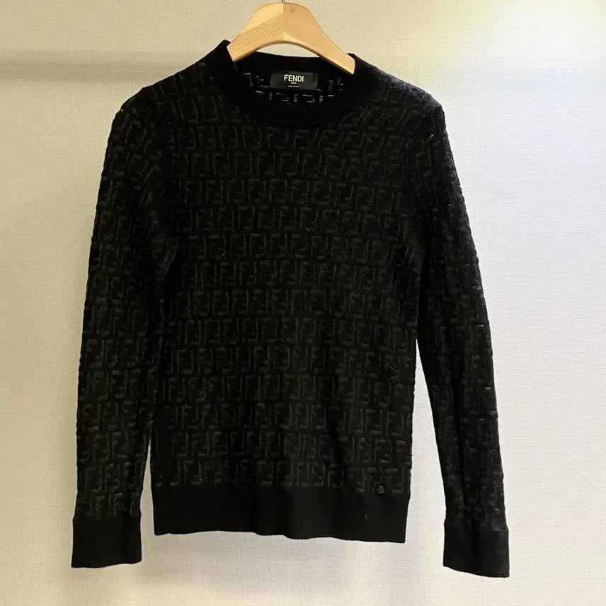 [BUNJANG] Fendi Zucca Black Knit Sweater Size 52 / [S급/정품] 펜디 주카 블랙 니트