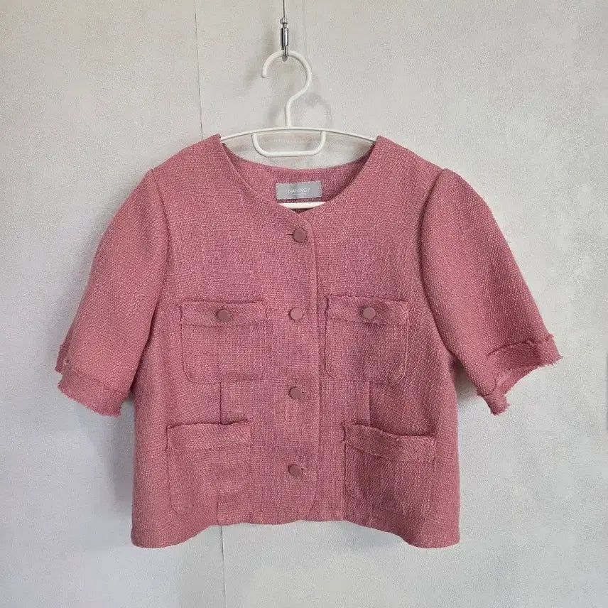 [BUNJANG] Naninggu Pink Tweed Short Sleeve Jacket / 난닝구 핑크자켓