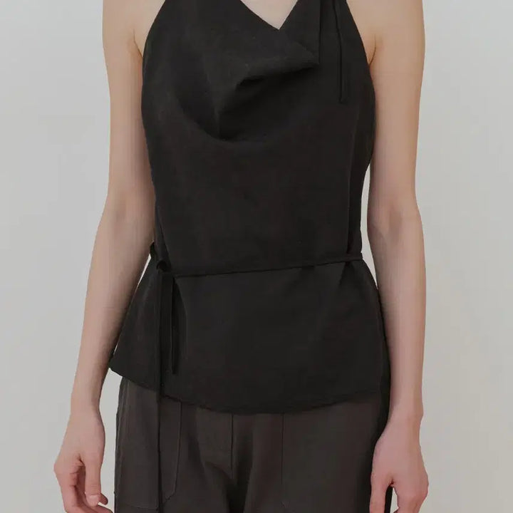 [BUNJANG] Low Tide Drape Halter Tank Top Black / (새상품) 로우타이드 드레이프 홀터 나시 블랙