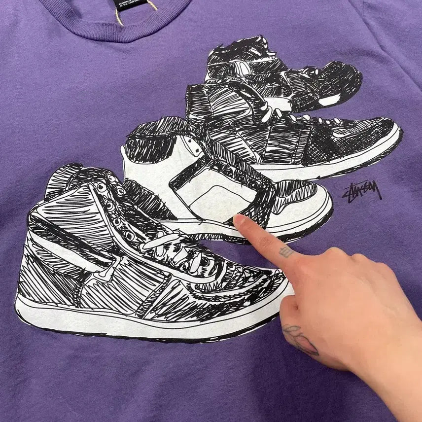 [BUNJANG] Stussy High Top Sketch Short Sleeve T-Shirt / 00s 스투시 하이탑 스케치 반팔 티셔츠