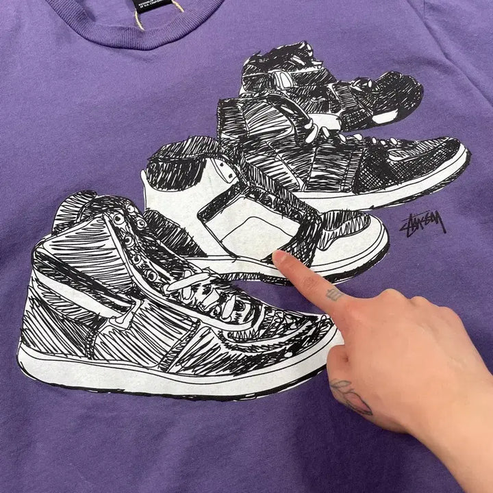 [BUNJANG] Stussy High Top Sketch Short Sleeve T-Shirt / 00s 스투시 하이탑 스케치 반팔 티셔츠