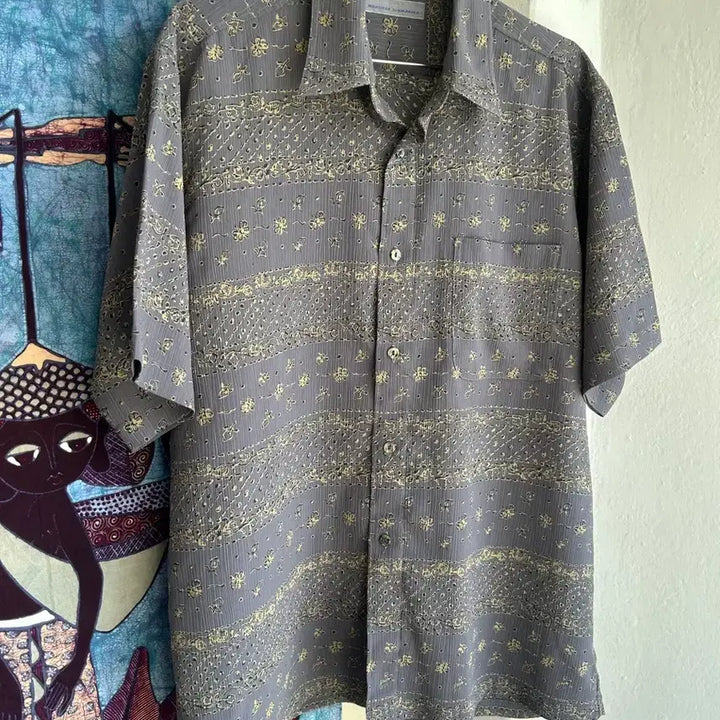 [BUNJANG] Moussy Sanmaruka 90s Flower Pleated Shirt / 90s 무슈 산마루카 플라워 플리츠 셔츠