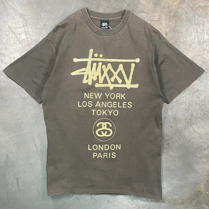 [BUNJANG] Stussy World Tour Glitter T-Shirt / 스투시 월드투어 반팔 티셔츠