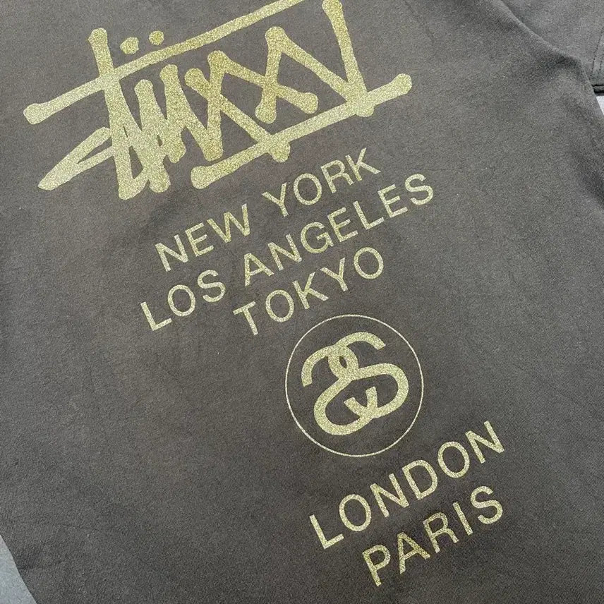 [BUNJANG] Stussy World Tour Glitter T-Shirt / 스투시 월드투어 반팔 티셔츠