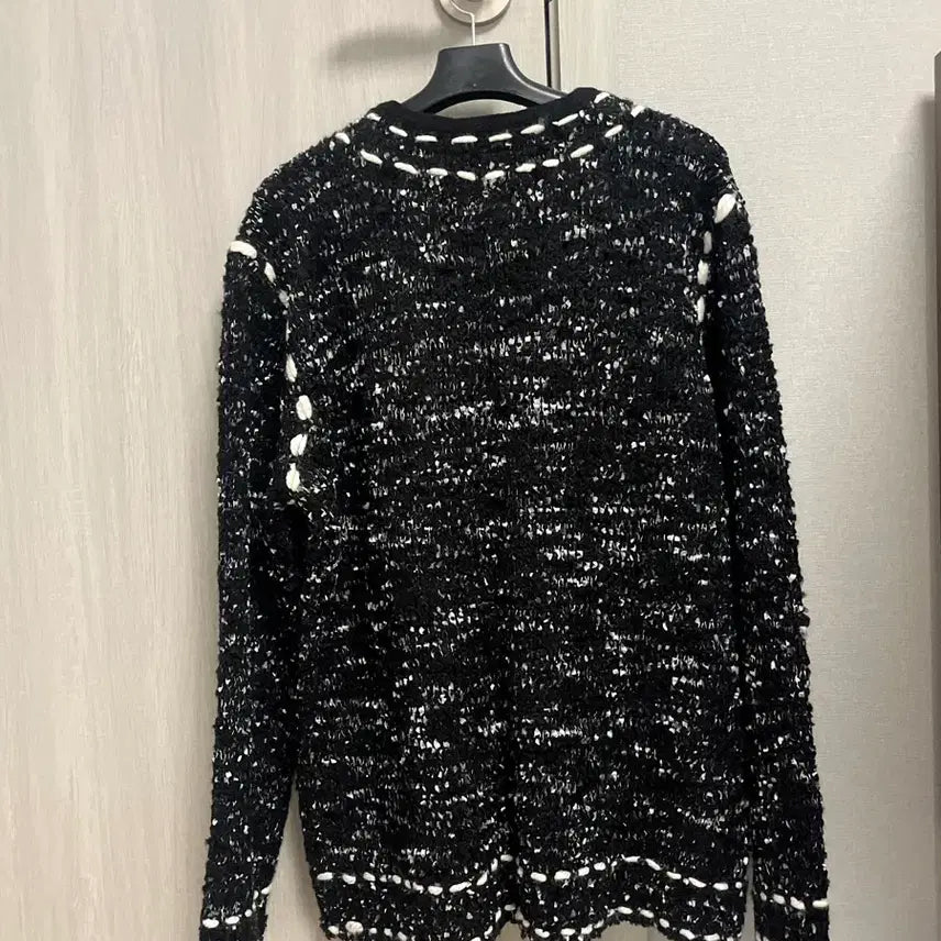 [BUNJANG] OPEN YY Tweed Stitch Cardigan Black / 오픈와이와이 OPEN YY 트위드 스티치 가디건 블랙