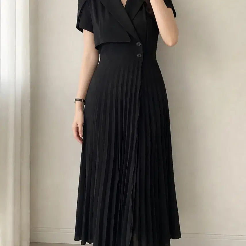 [BUNJANG] Nymph Pleats Wrap Dress / 님프 플리츠 랩 원피스