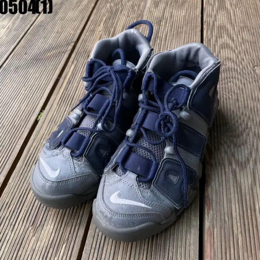 [BUNJANG] Nike Air More Uptempo Sneakers Navy/Grey Size 260 / 나이키 에어 모어 업템포 운동화 신발  네이비/그레이 260