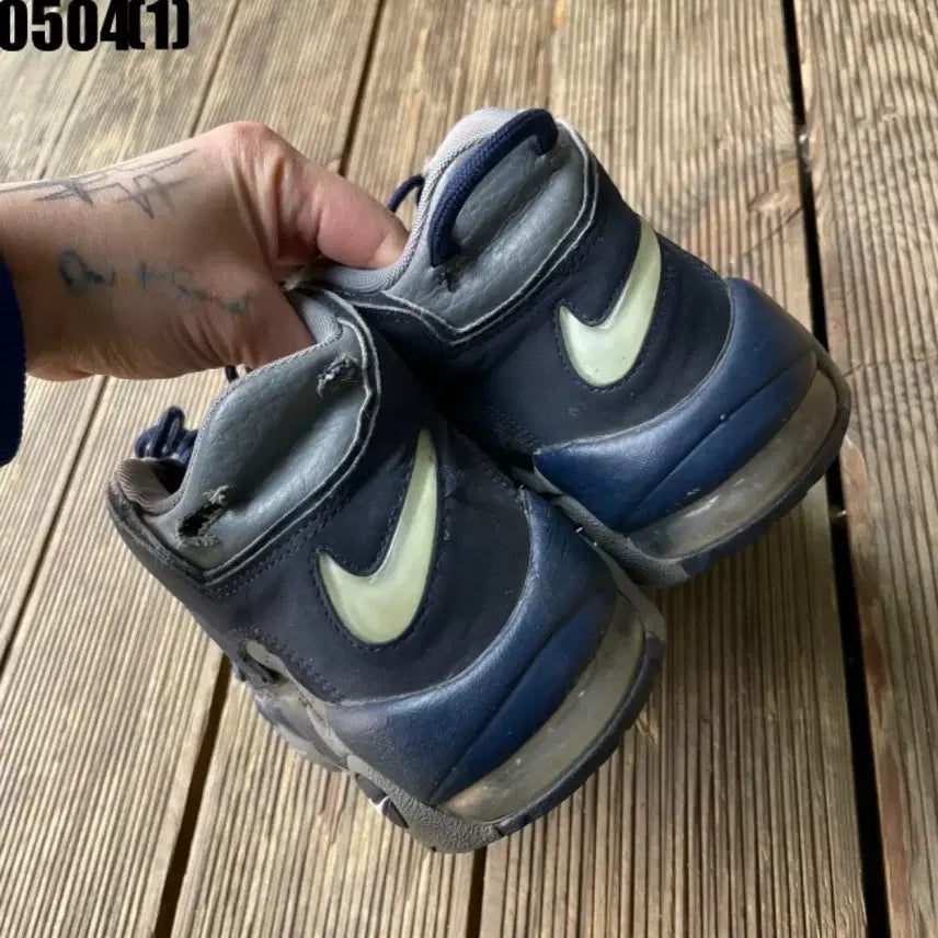 [BUNJANG] Nike Air More Uptempo Sneakers Navy/Grey Size 260 / 나이키 에어 모어 업템포 운동화 신발  네이비/그레이 260