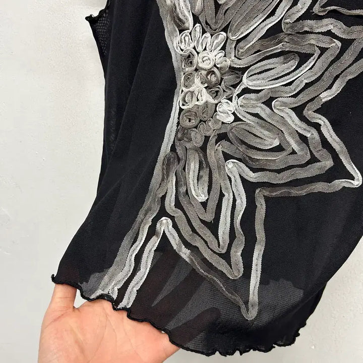 [BUNJANG] Vintage Arley Sheer Floral Mesh Top / Vintage JPN Sheer Top