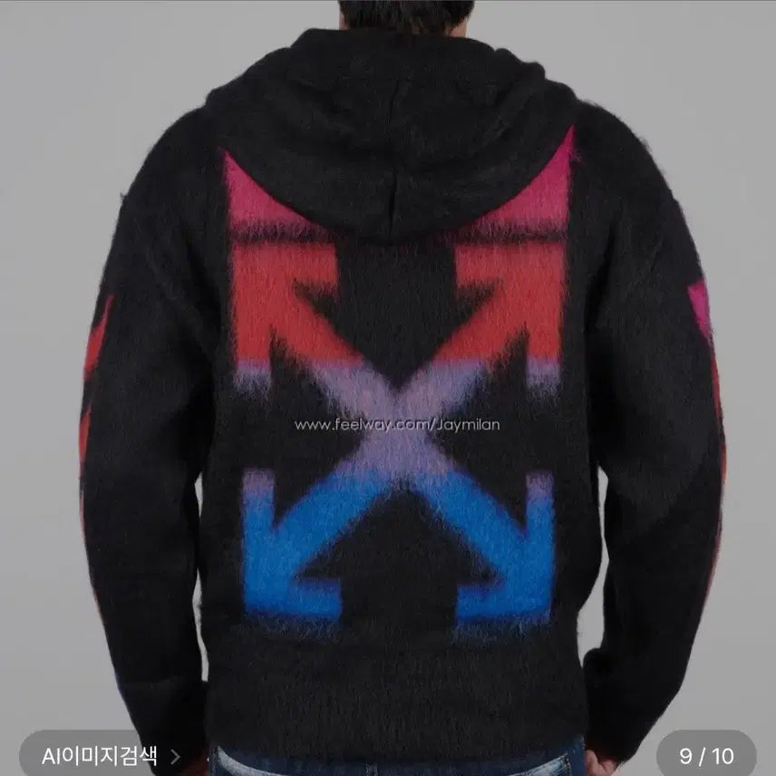 [BUNJANG] Off-White Mohair Zip-Up Hoodie / 오프화이트 모헤어 후드집업