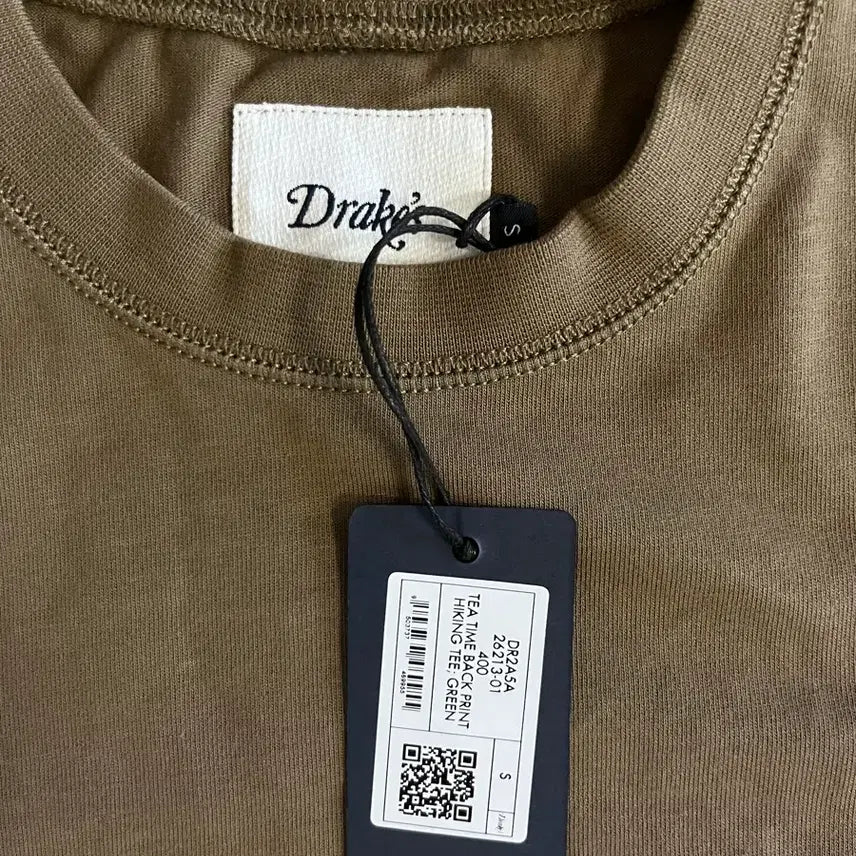 [BUNJANG] Drakes Olive Teatime Short Sleeve T-Shirt / [S] 드레익스 올리브 티타임 숏슬리브 하이킹 티셔츠