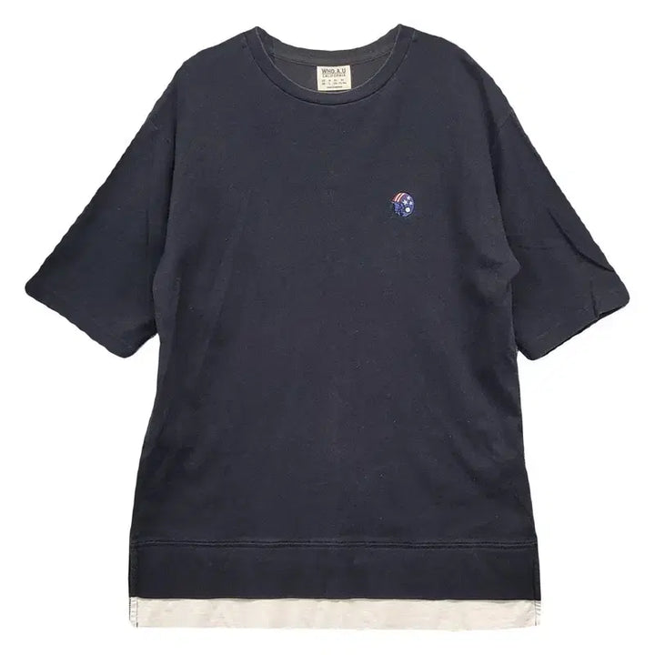 [BUNJANG] Whoohoo Navy Logo Short Sleeve T-Shirt M / 후아유 네이비 로고 반팔티 M