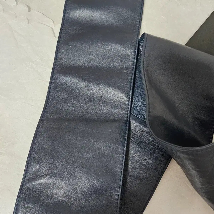[BUNJANG] Giorgio Armani Navy Wide Lambskin Leather Belt / 조르지오 아르마니 광폭 양가죽 벨트 미착용 Giorgio Armani