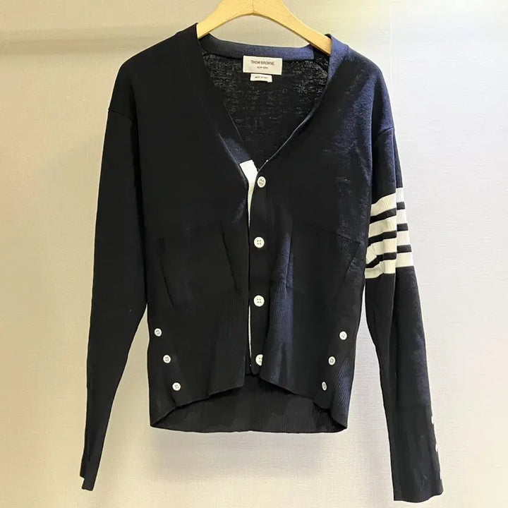 [BUNJANG] Thom Browne Navy Tricolor Stripe Armband Cardigan / [S급/정품] 톰브라운 네이비 사선완장 가디건