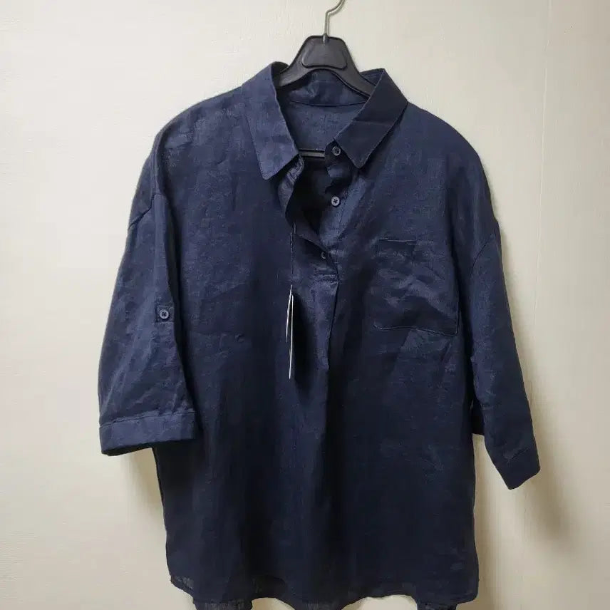 [BUNJANG] Michael Mastian Linen Shirt Navy Size 66 / 새상품 마이클마스티안 린넨 셔츠 66