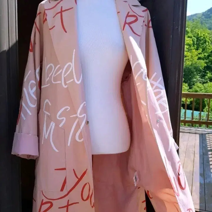 [BUNJANG] Jucy Judy Graphic Peach Pink Windbreaker Mac Coat / 쥬시쥬디 바람막이 맥코트
