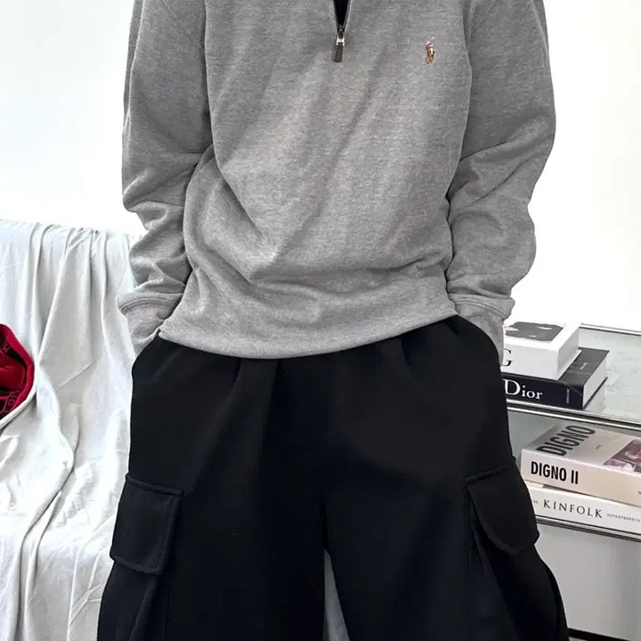 [BUNJANG] Polo Ralph Lauren New Model Grey Knit Half-Zip Sweater M / 폴로 랄프로렌 신형 그레이 니트 하프집업 M