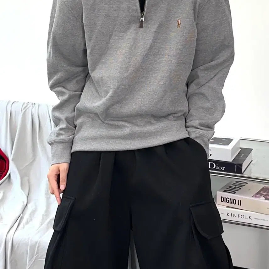[BUNJANG] Polo Ralph Lauren New Model Grey Knit Half-Zip Sweater M / 폴로 랄프로렌 신형 그레이 니트 하프집업 M