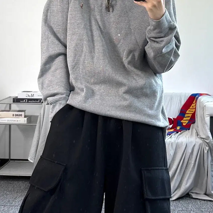 [BUNJANG] Polo Ralph Lauren New Model Grey Knit Half-Zip Sweater M / 폴로 랄프로렌 신형 그레이 니트 하프집업 M
