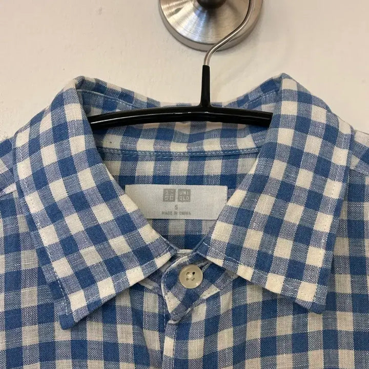 [BUNJANG] Uniqlo Blue Linen Check Shirt (S) / 유니클로 블루 린넨 체크 셔츠 s