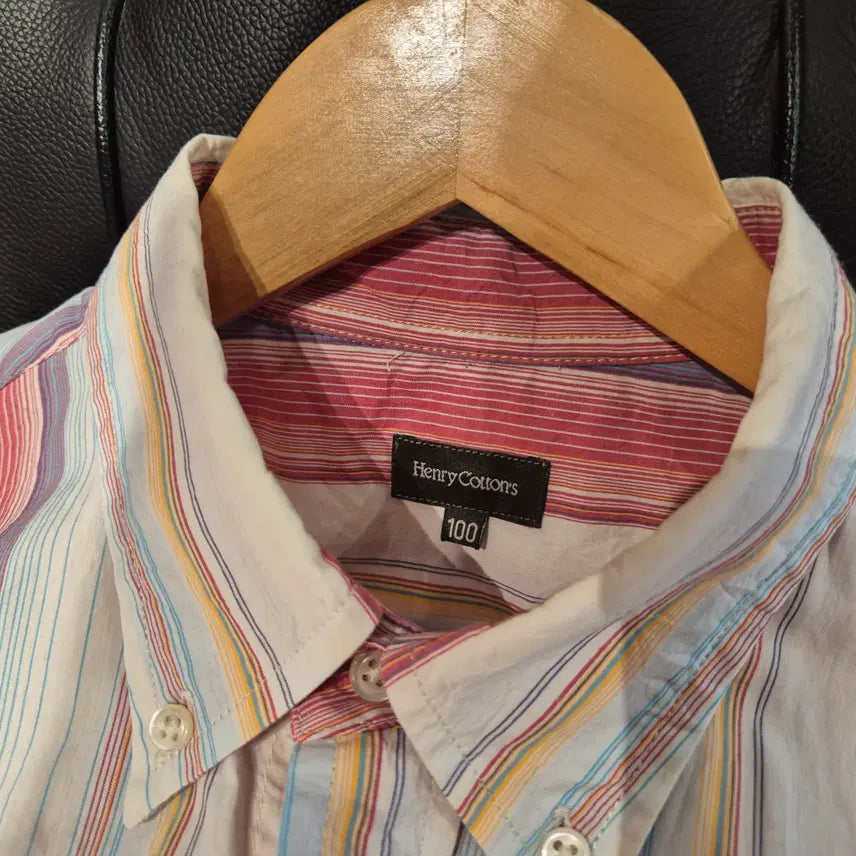 [BUNJANG] Henry Cotton Stripe Short Sleeve Shirt / 헨리코튼 스트라이프 반팔 셔츠 100 (번676