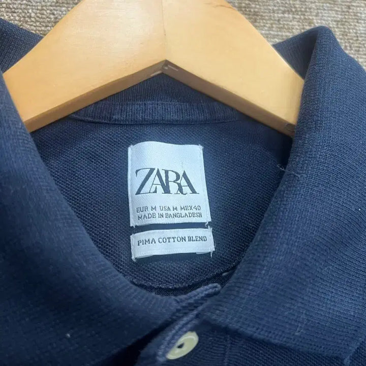 [BUNJANG] ZARA Pima Cotton Blend Navy Polo T-Shirt (M) / 자라 피마코튼 네이비 카라티 M