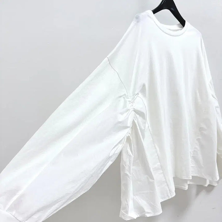 [BUNJANG] Cookie Shirring Loose Fit T-Shirt / 쿠키 아이보리 셔링 루즈핏 티셔츠