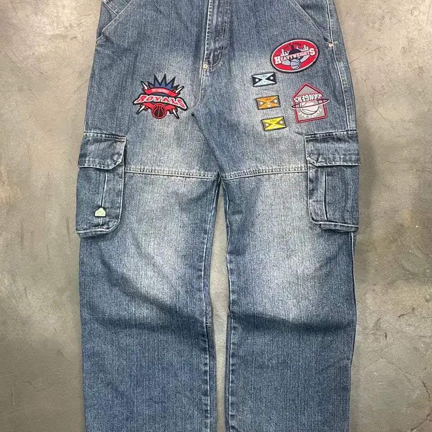[BUNJANG] Vintage Wide Denim Cargo Pants / 빈티지 와이드 데님 카고팬츠