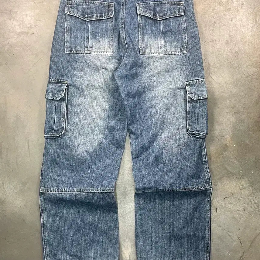 [BUNJANG] Vintage Wide Denim Cargo Pants / 빈티지 와이드 데님 카고팬츠