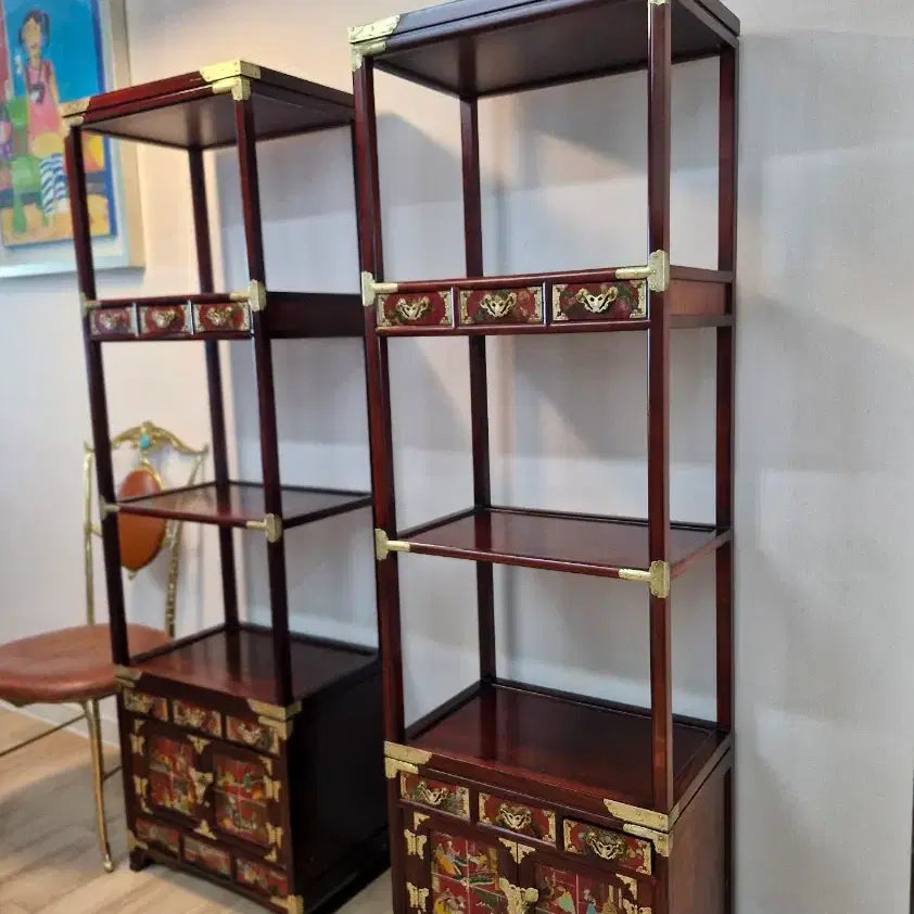 [BUNJANG] Pair of Ox Horn Lacquer Celadon Cabinets / 화각장 사단 공간장 사방탁자 한쌍 고가구 2개세트