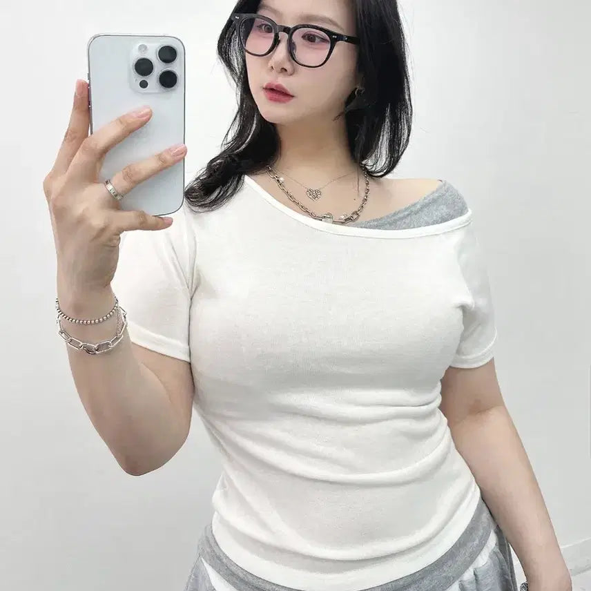 [BUNJANG] Layered Short Sleeve T-Shirt (3 Colors, Plus Size Available) / 새상품 레이어드 반팔 티셔츠 3컬러 빅사이즈 가능 55-77