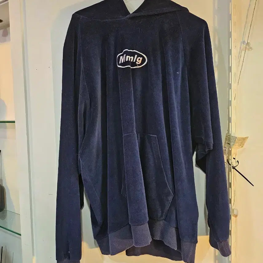 [BUNJANG] MMMG Velvet Hoodie Navy / <만원빈티지>MMMG 벨벳 후드티 네이비