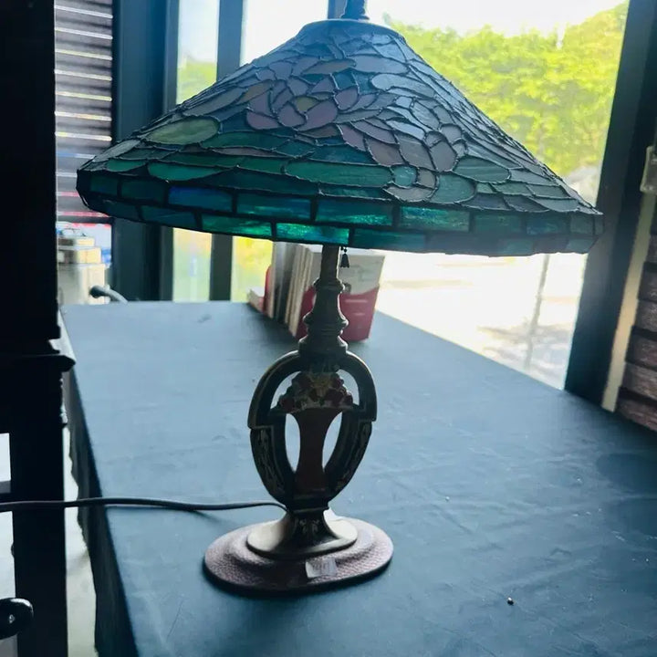 [BUNJANG] Antique Italian Stained Glass Table Lamp / 엔틱 이태리 스테인드글라스 빈티지 테이블 램프