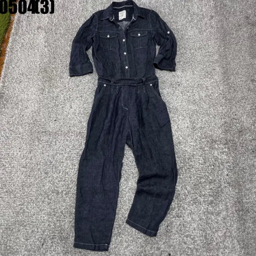 [BUNJANG] Vintage Denim Rolled-Up Jumpsuit / 빈티지 데님 롤업 점프수트