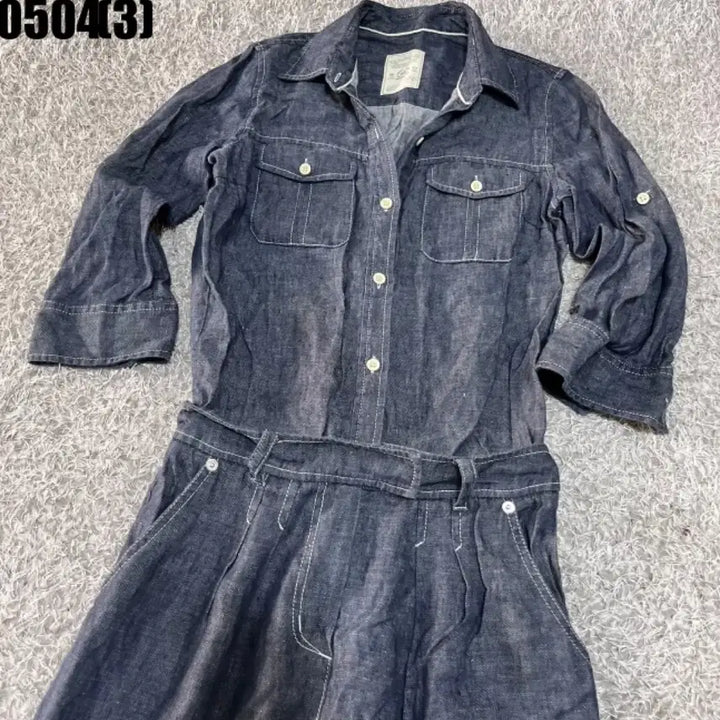 [BUNJANG] Vintage Denim Rolled-Up Jumpsuit / 빈티지 데님 롤업 점프수트